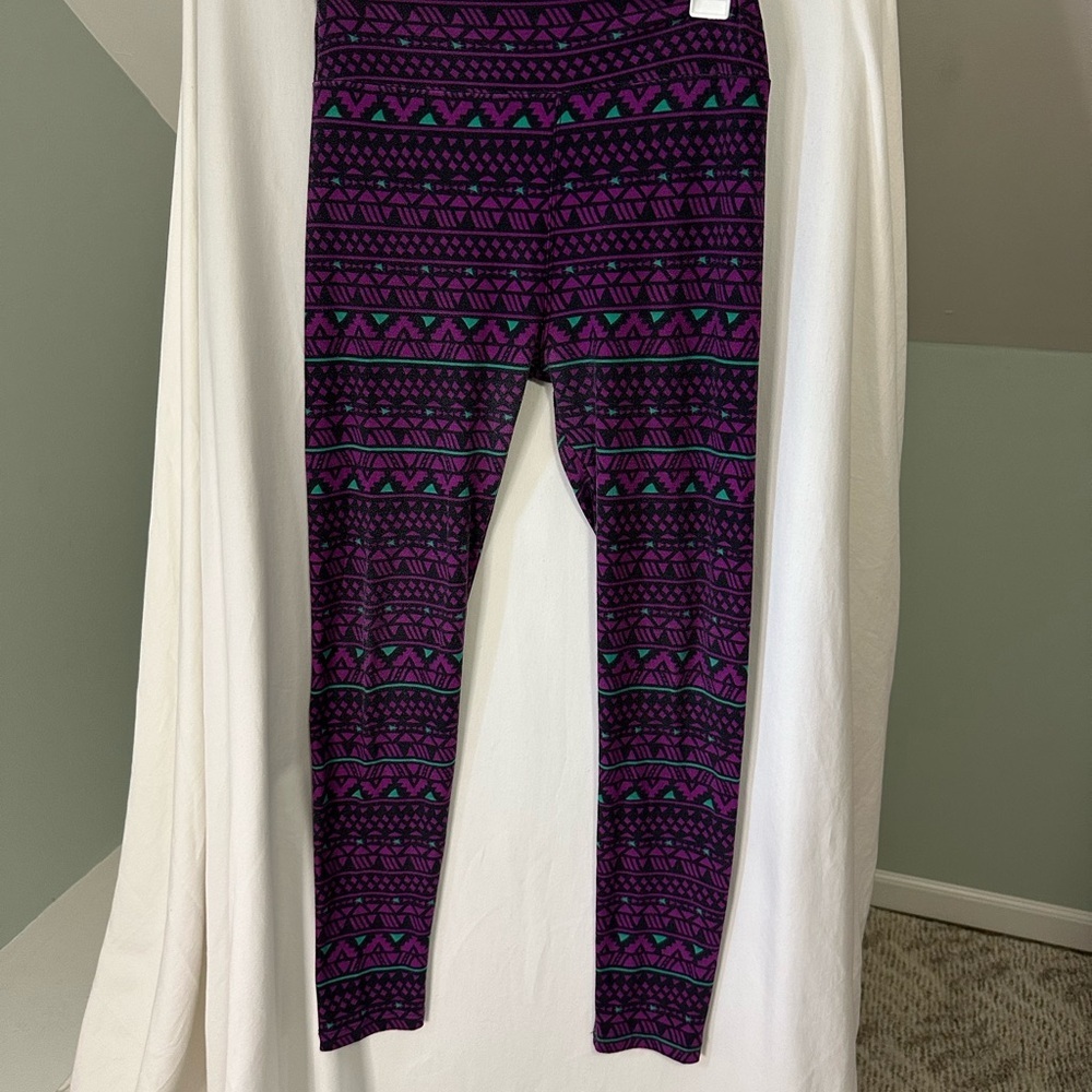 LulaRoe Stretchy Purple Patterned Womens Leggings One Size